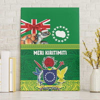 Cook Islands Meri Kiritimiti Canvas Wall Art Christmas Turtle - Cooks Islands Emblems and Polynesian Art Pattern LT03 Without Frame Green - Polynesian Pride