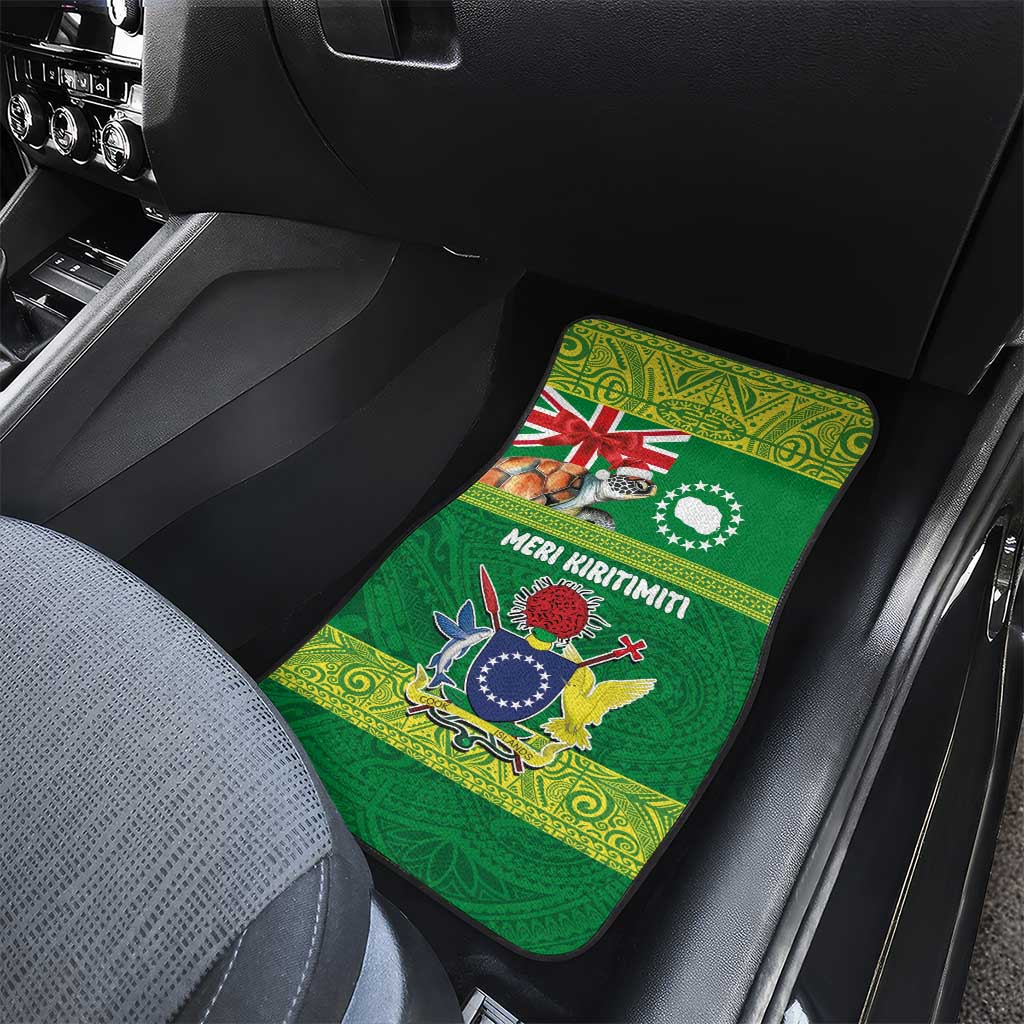 Cook Islands Meri Kiritimiti Car Mats Christmas Turtle - Cooks Islands Emblems and Polynesian Art Pattern LT03 - Polynesian Pride