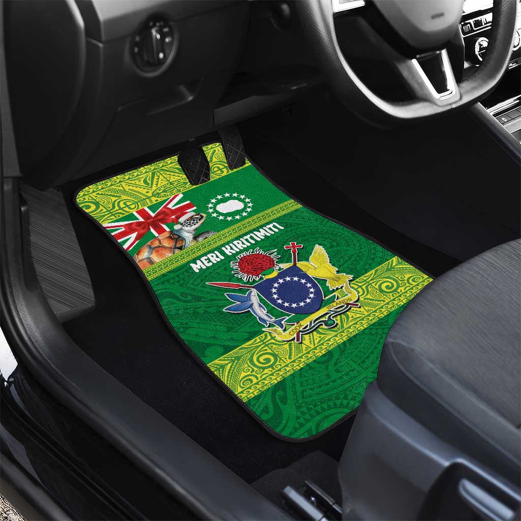 Cook Islands Meri Kiritimiti Car Mats Christmas Turtle - Cooks Islands Emblems and Polynesian Art Pattern LT03 - Polynesian Pride