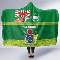 Cook Islands Meri Kiritimiti Hooded Blanket Christmas Turtle - Cooks Islands Emblems and Polynesian Art Pattern LT03 One Size Green - Polynesian Pride