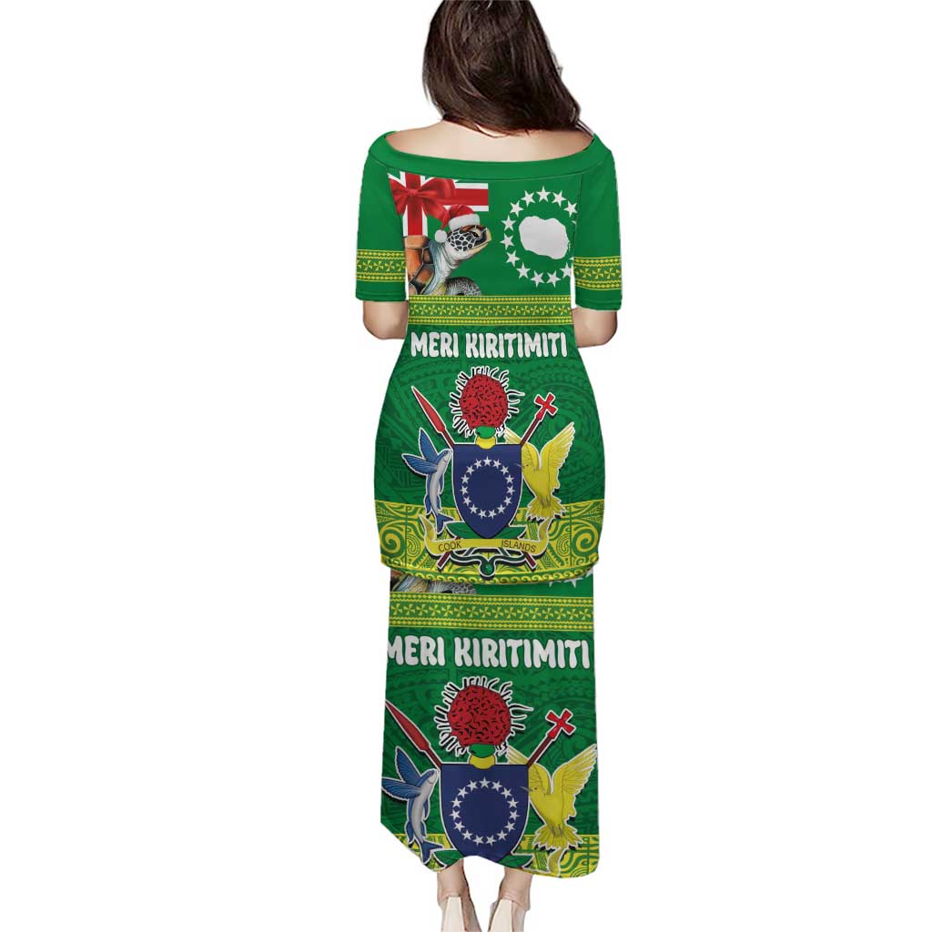 Cook Islands Meri Kiritimiti Puletasi Christmas Turtle - Cooks Islands Emblems and Polynesian Art Pattern LT03 - Polynesian Pride