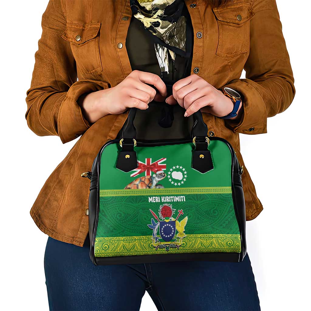 Cook Islands Meri Kiritimiti Shoulder Handbag Christmas Turtle - Cooks Islands Emblems and Polynesian Art Pattern LT03 - Polynesian Pride