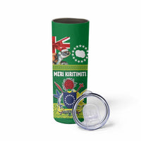 Cook Islands Meri Kiritimiti Skinny Tumbler Christmas Turtle - Cooks Islands Emblems and Polynesian Art Pattern LT03 - Polynesian Pride