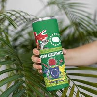 Cook Islands Meri Kiritimiti Skinny Tumbler Christmas Turtle - Cooks Islands Emblems and Polynesian Art Pattern LT03 - Polynesian Pride