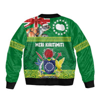 Cook Islands Meri Kiritimiti Sleeve Zip Bomber Jacket Christmas Turtle - Cooks Islands Emblems and Polynesian Art Pattern LT03 - Polynesian Pride