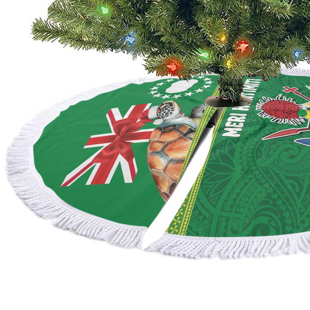 Cook Islands Meri Kiritimiti Tree Skirt Christmas Turtle - Cooks Islands Emblems and Polynesian Art Pattern LT03 - Polynesian Pride