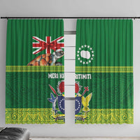 Cook Islands Meri Kiritimiti Window Curtain Christmas Turtle - Cooks Islands Emblems and Polynesian Art Pattern LT03 With Hooks Green - Polynesian Pride