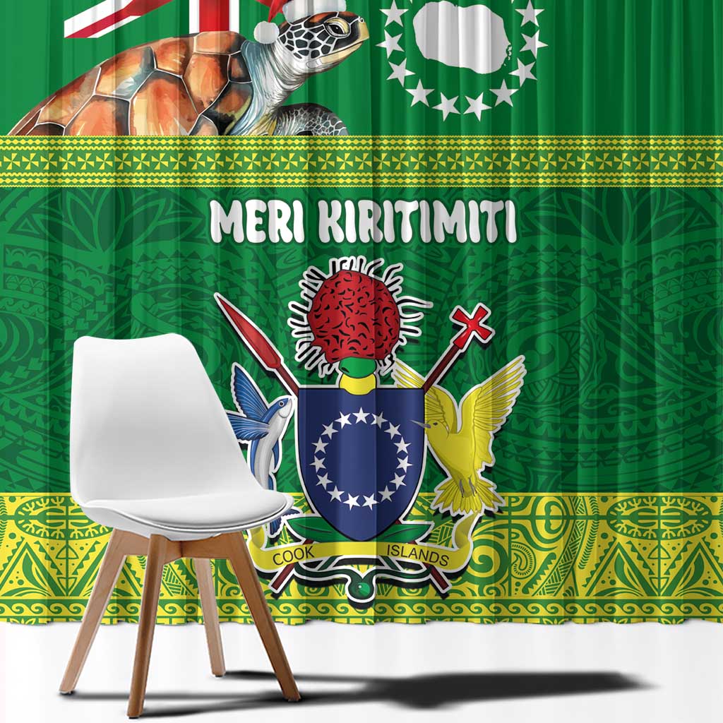 Cook Islands Meri Kiritimiti Window Curtain Christmas Turtle - Cooks Islands Emblems and Polynesian Art Pattern LT03 - Polynesian Pride