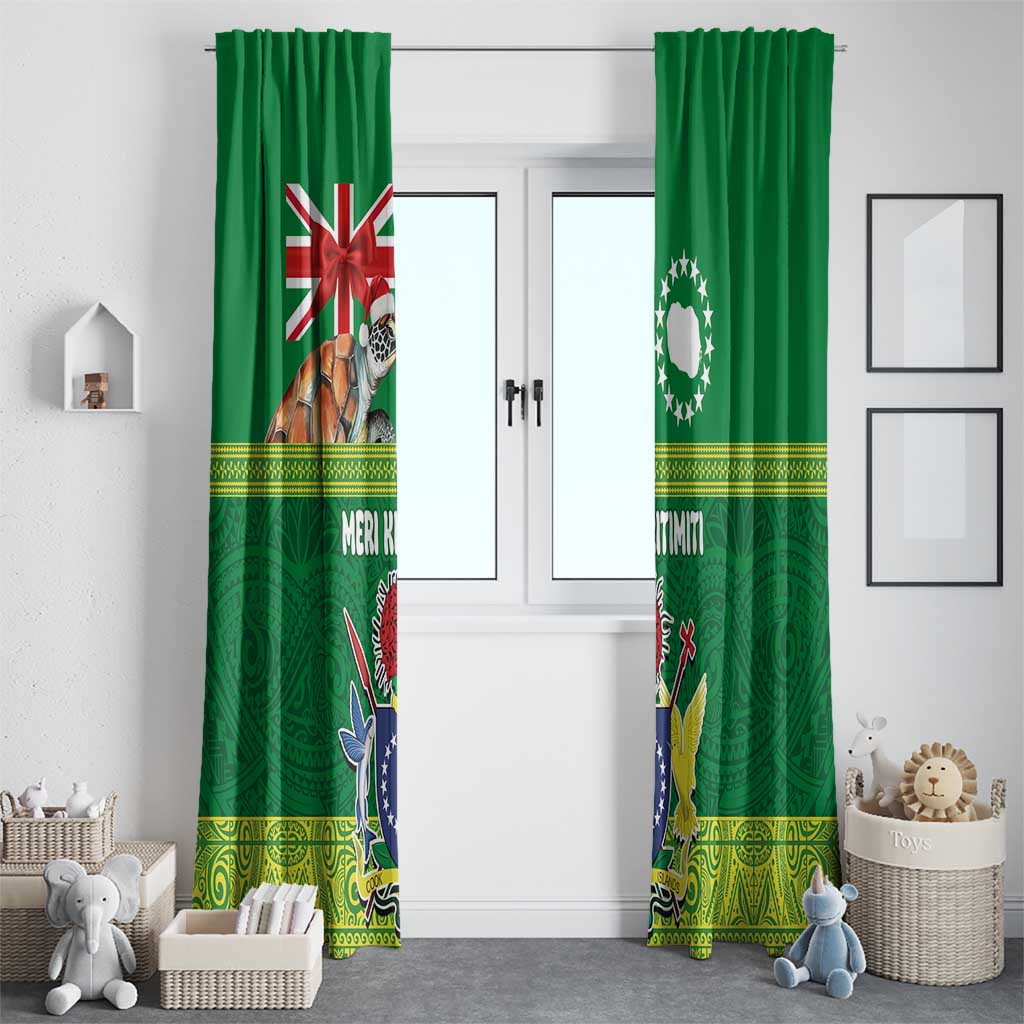 Cook Islands Meri Kiritimiti Window Curtain Christmas Turtle - Cooks Islands Emblems and Polynesian Art Pattern LT03 - Polynesian Pride