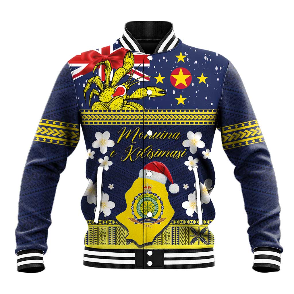 Niue Monuina e Kilisimasi Baseball Jacket Christmas Uga - Niue Map and Emblem with Hiapo Art Pattern LT03 Unisex Yellow - Polynesian Pride
