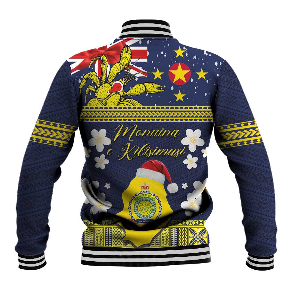 Niue Monuina e Kilisimasi Baseball Jacket Christmas Uga - Niue Map and Emblem with Hiapo Art Pattern LT03 - Polynesian Pride
