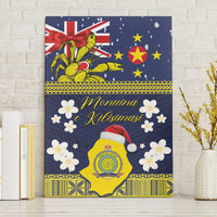 Niue Monuina e Kilisimasi Canvas Wall Art Christmas Uga - Niue Map and Emblem with Hiapo Art Pattern LT03 Without Frame Yellow - Polynesian Pride