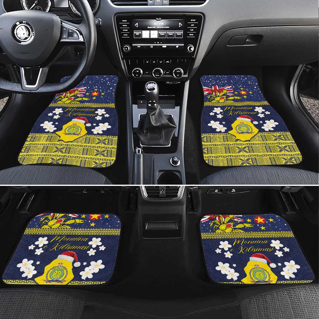 Niue Monuina e Kilisimasi Car Mats Christmas Uga - Niue Map and Emblem with Hiapo Art Pattern LT03 Set 4pcs Yellow - Polynesian Pride