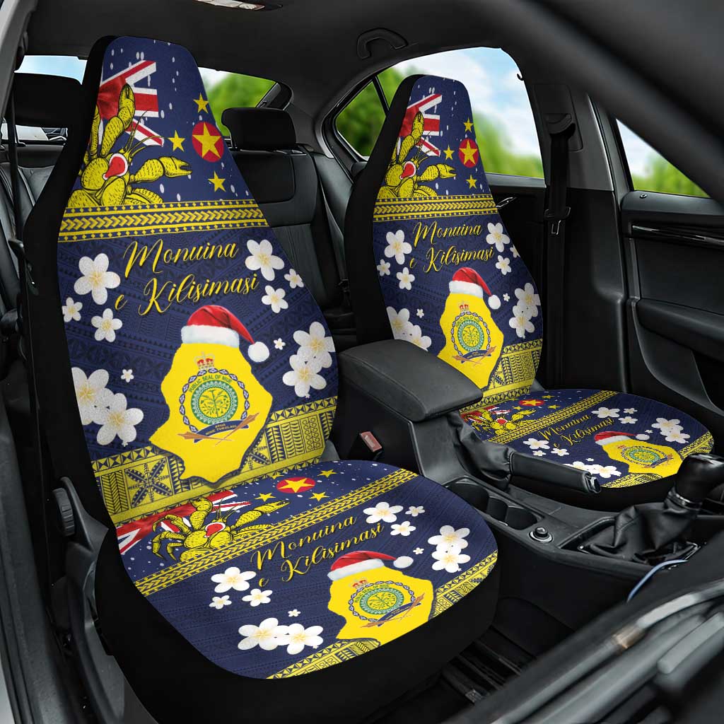 Niue Monuina e Kilisimasi Car Seat Cover Christmas Uga - Niue Map and Emblem with Hiapo Art Pattern LT03 One Size Yellow - Polynesian Pride