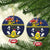 Niue Monuina e Kilisimasi Ceramic Ornament Christmas Uga - Niue Map and Emblem with Hiapo Art Pattern