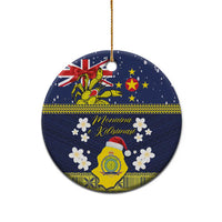 Niue Monuina e Kilisimasi Ceramic Ornament Christmas Uga - Niue Map and Emblem with Hiapo Art Pattern LT03 - Polynesian Pride