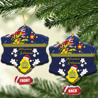 Niue Monuina e Kilisimasi Ceramic Ornament Christmas Uga - Niue Map and Emblem with Hiapo Art Pattern LT03 Snow Flake Yellow - Polynesian Pride