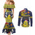 Niue Monuina e Kilisimasi Couples Matching Mermaid Dress and Long Sleeve Button Shirt Christmas Uga - Niue Map and Emblem with Hiapo Art Pattern