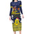 Niue Monuina e Kilisimasi Family Matching Long Sleeve Bodycon Dress and Hawaiian Shirt Christmas Uga - Niue Map and Emblem with Hiapo Art Pattern