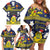 Niue Monuina e Kilisimasi Family Matching Off Shoulder Short Dress and Hawaiian Shirt Christmas Uga - Niue Map and Emblem with Hiapo Art Pattern