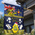 Niue Monuina e Kilisimasi Garden Flag Christmas Uga - Niue Map and Emblem with Hiapo Art Pattern