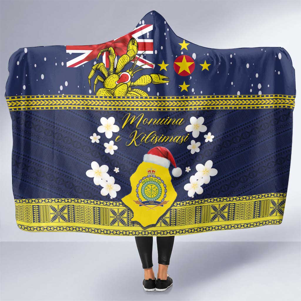 Niue Monuina e Kilisimasi Hooded Blanket Christmas Uga - Niue Map and Emblem with Hiapo Art Pattern LT03 One Size Yellow - Polynesian Pride