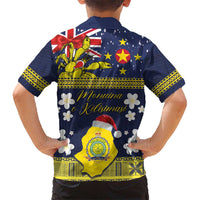 Niue Monuina e Kilisimasi Kid Hawaiian Shirt Christmas Uga - Niue Map and Emblem with Hiapo Art Pattern LT03 - Polynesian Pride