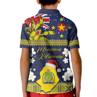 Niue Monuina e Kilisimasi Kid Polo Shirt Christmas Uga - Niue Map and Emblem with Hiapo Art Pattern LT03 - Polynesian Pride