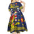 Niue Monuina e Kilisimasi Kid Short Sleeve Dress Christmas Uga - Niue Map and Emblem with Hiapo Art Pattern