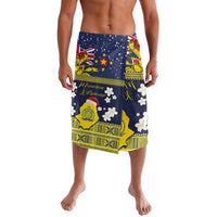 Niue Monuina e Kilisimasi Lavalava Christmas Uga - Niue Map and Emblem with Hiapo Art Pattern LT03 Yellow - Polynesian Pride