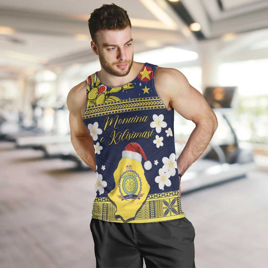 Niue Monuina e Kilisimasi Men Tank Top Christmas Uga - Niue Map and Emblem with Hiapo Art Pattern LT03 Yellow - Polynesian Pride