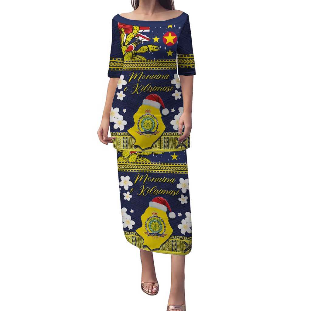 Niue Monuina e Kilisimasi Puletasi Christmas Uga - Niue Map and Emblem with Hiapo Art Pattern LT03 Long Dress Yellow - Polynesian Pride