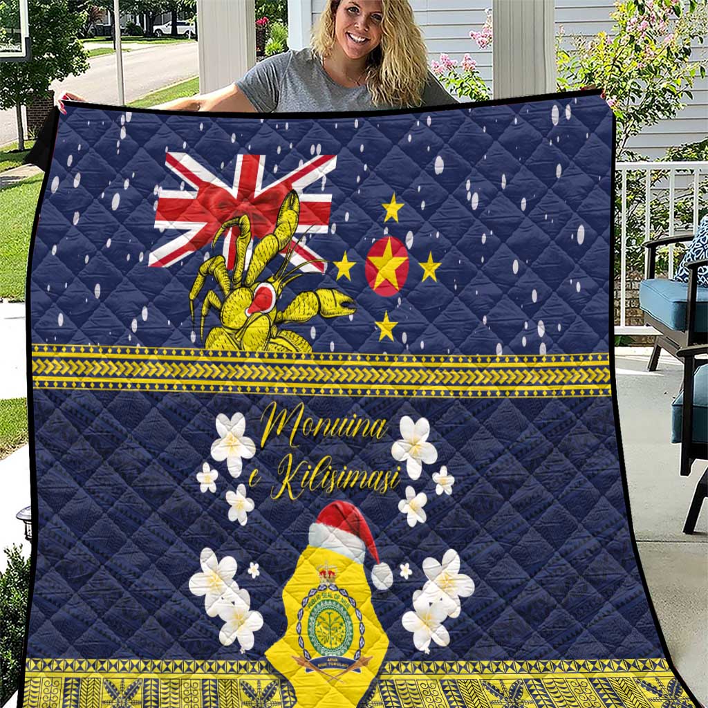 Niue Monuina e Kilisimasi Quilt Christmas Uga - Niue Map and Emblem with Hiapo Art Pattern LT03 Yellow - Polynesian Pride