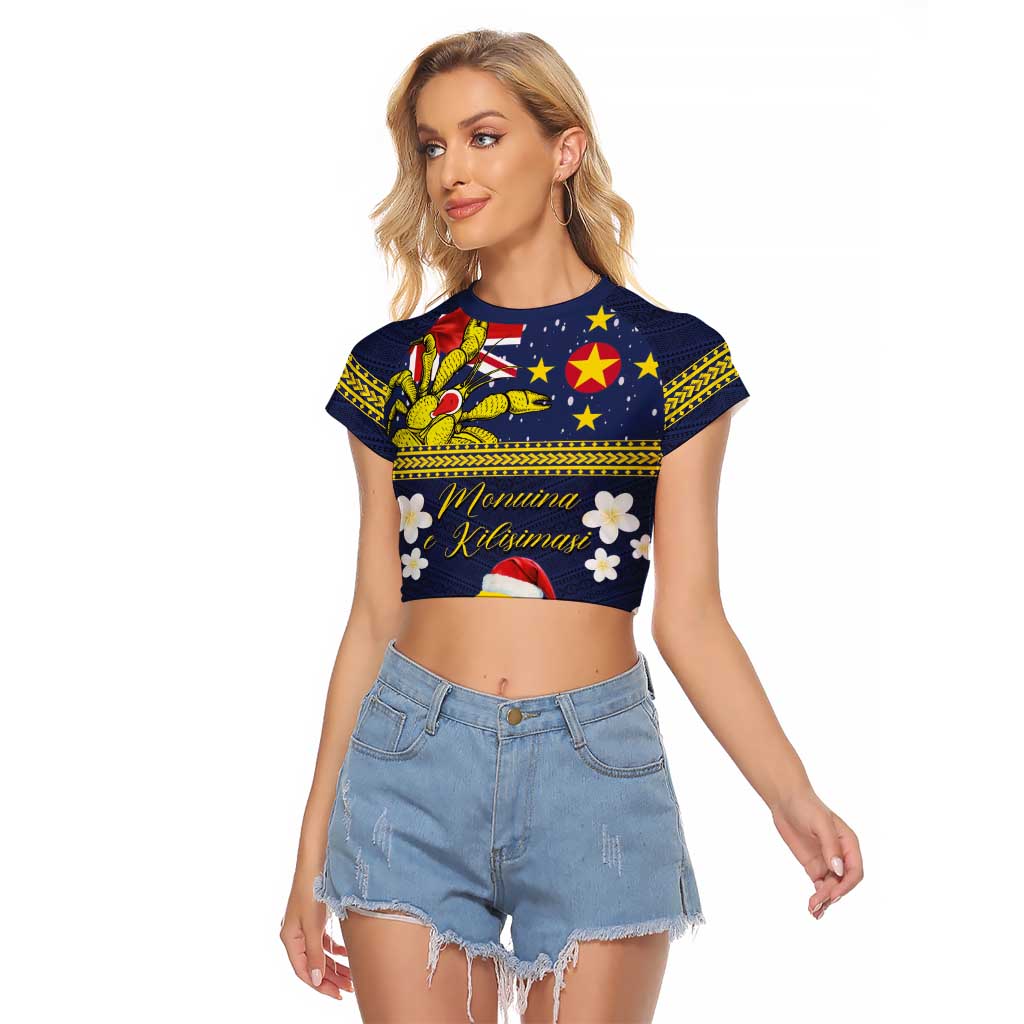 Niue Monuina e Kilisimasi Raglan Cropped T Shirt Christmas Uga - Niue Map and Emblem with Hiapo Art Pattern LT03 Female Yellow - Polynesian Pride