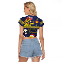 Niue Monuina e Kilisimasi Raglan Cropped T Shirt Christmas Uga - Niue Map and Emblem with Hiapo Art Pattern LT03 - Polynesian Pride