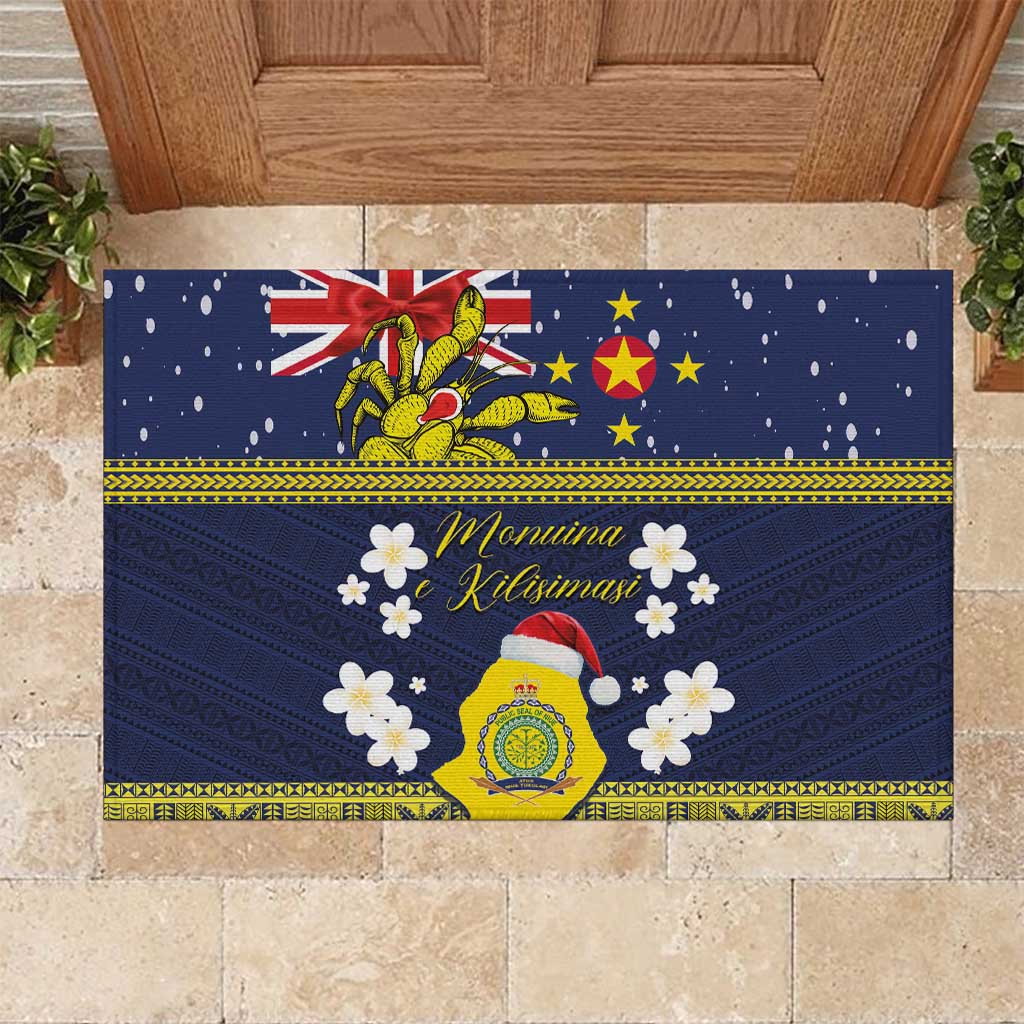 Niue Monuina e Kilisimasi Rubber Doormat Christmas Uga - Niue Map and Emblem with Hiapo Art Pattern LT03 Yellow - Polynesian Pride