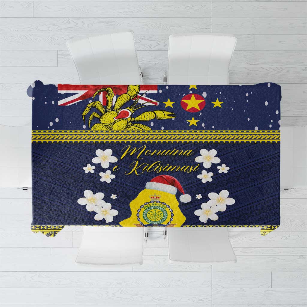 Niue Monuina e Kilisimasi Tablecloth Christmas Uga - Niue Map and Emblem with Hiapo Art Pattern LT03 Yellow - Polynesian Pride