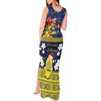 Niue Monuina e Kilisimasi Tank Maxi Dress Christmas Uga - Niue Map and Emblem with Hiapo Art Pattern LT03 - Polynesian Pride