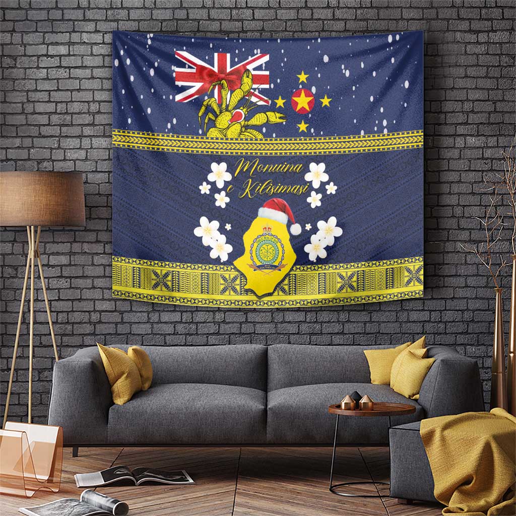 Niue Monuina e Kilisimasi Tapestry Christmas Uga - Niue Map and Emblem with Hiapo Art Pattern LT03 Yellow - Polynesian Pride