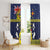 Niue Monuina e Kilisimasi Window Curtain Christmas Uga - Niue Map and Emblem with Hiapo Art Pattern