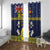 Niue Monuina e Kilisimasi Window Curtain Christmas Uga - Niue Map and Emblem with Hiapo Art Pattern