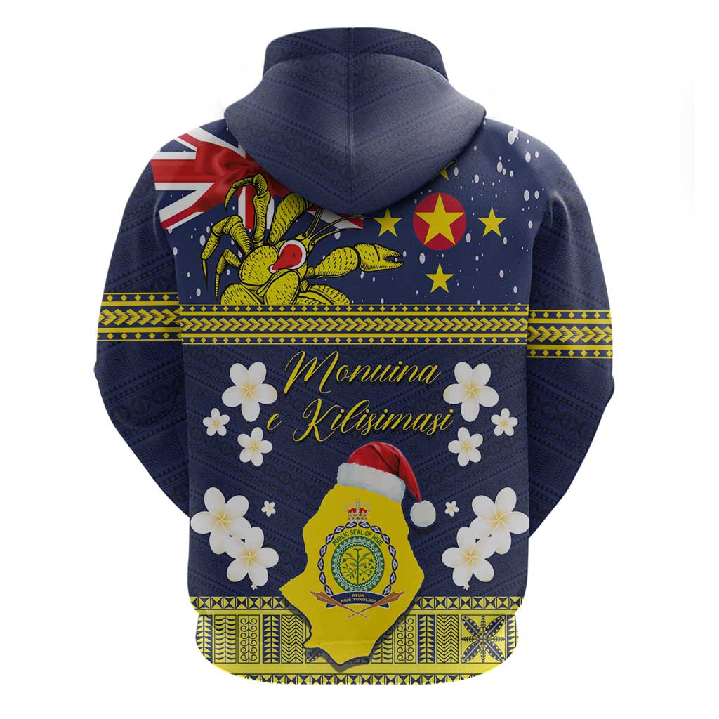 Niue Monuina e Kilisimasi Zip Hoodie Christmas Uga - Niue Map and Emblem with Hiapo Art Pattern LT03 - Polynesian Pride