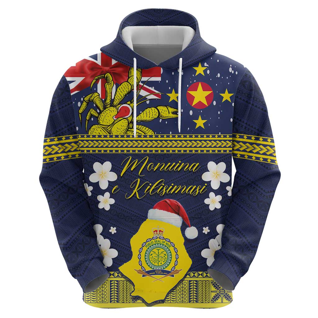 Niue Monuina e Kilisimasi Zip Hoodie Christmas Uga - Niue Map and Emblem with Hiapo Art Pattern LT03 - Polynesian Pride
