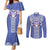 Tonga Apifoou School Couples Matching Mermaid Dress and Long Sleeve Button Shirt Ngatu and Polynesian Pattern LT03 Blue - Polynesian Pride