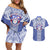 Tonga Apifoou School Couples Matching Off Shoulder Short Dress and Hawaiian Shirt Ngatu and Polynesian Pattern LT03 Blue - Polynesian Pride