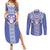 Tonga Apifoou School Couples Matching Summer Maxi Dress and Long Sleeve Button Shirt Ngatu and Polynesian Pattern LT03 Blue - Polynesian Pride