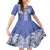 Tonga Apifoou School Family Matching Off Shoulder Short Dress and Hawaiian Shirt Ngatu and Polynesian Pattern LT03 Daughter's Dress Blue - Polynesian Pride