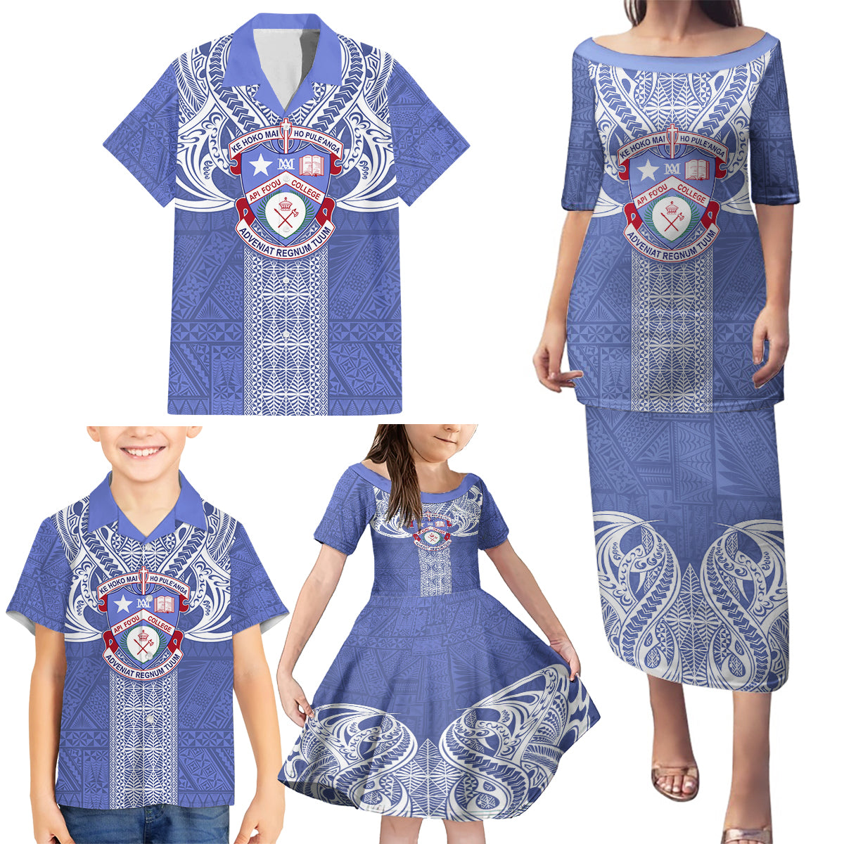 Tonga Apifoou School Family Matching Puletasi Dress and Hawaiian Shirt Ngatu and Polynesian Pattern LT03 - Polynesian Pride