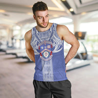 Tonga Apifoou School Men Tank Top Ngatu and Polynesian Pattern LT03 Blue - Polynesian Pride