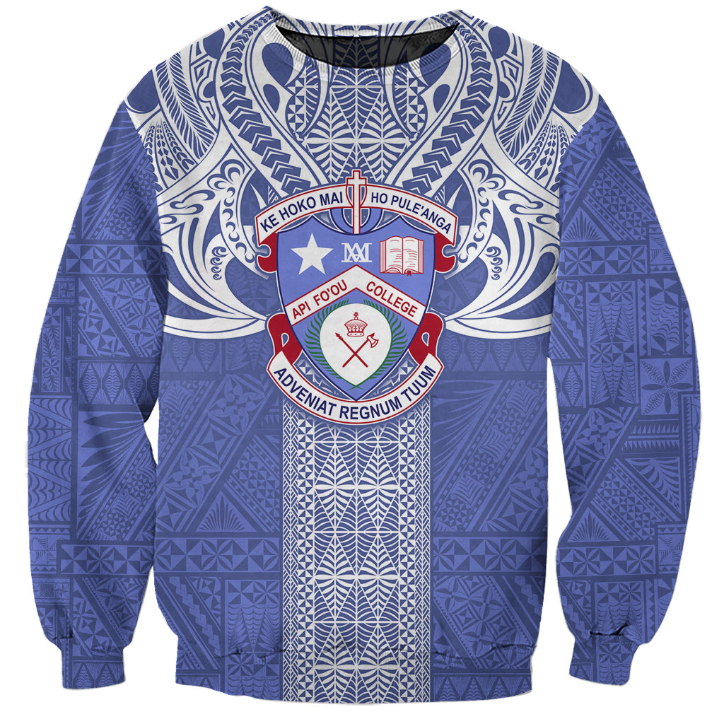 Tonga Apifoou School Sweatshirt Ngatu and Polynesian Pattern LT03 Unisex Blue - Polynesian Pride